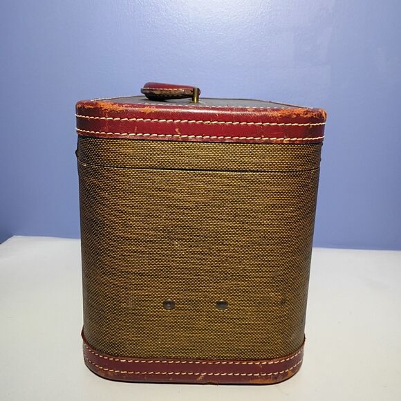 Vintage Skyway Tweed Train Case Cosmetic Luggage Red Lining Old Money Academia - Picture 4 of 14